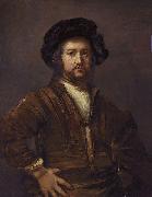 REMBRANDT Harmenszoon van Rijn Portrait of a man with arms akimbo oil painting on canvas